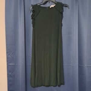 LOFT Forest Green Lace Accent Midi